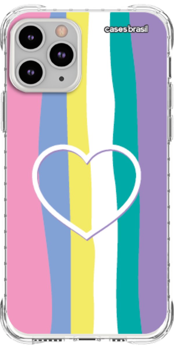 Capinha para Celular Arco-íris com Coração