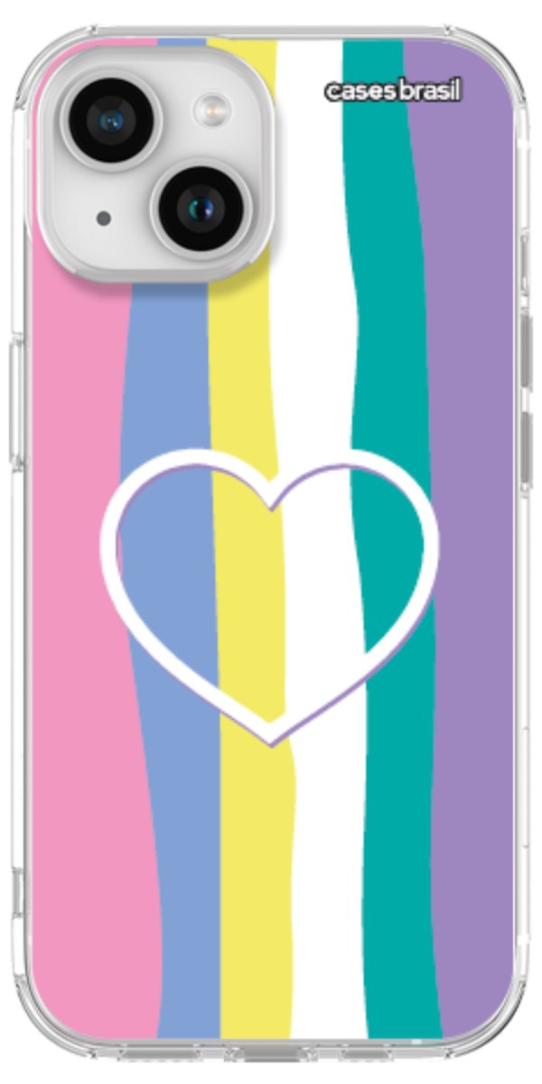 Capinha para Celular Arco-íris com Coração