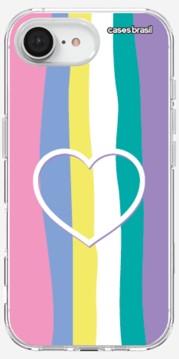 Capinha para Celular Arco-íris com Coração