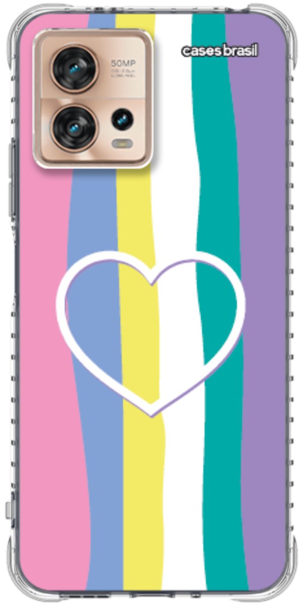 Capinha para Celular Arco-íris com Coração