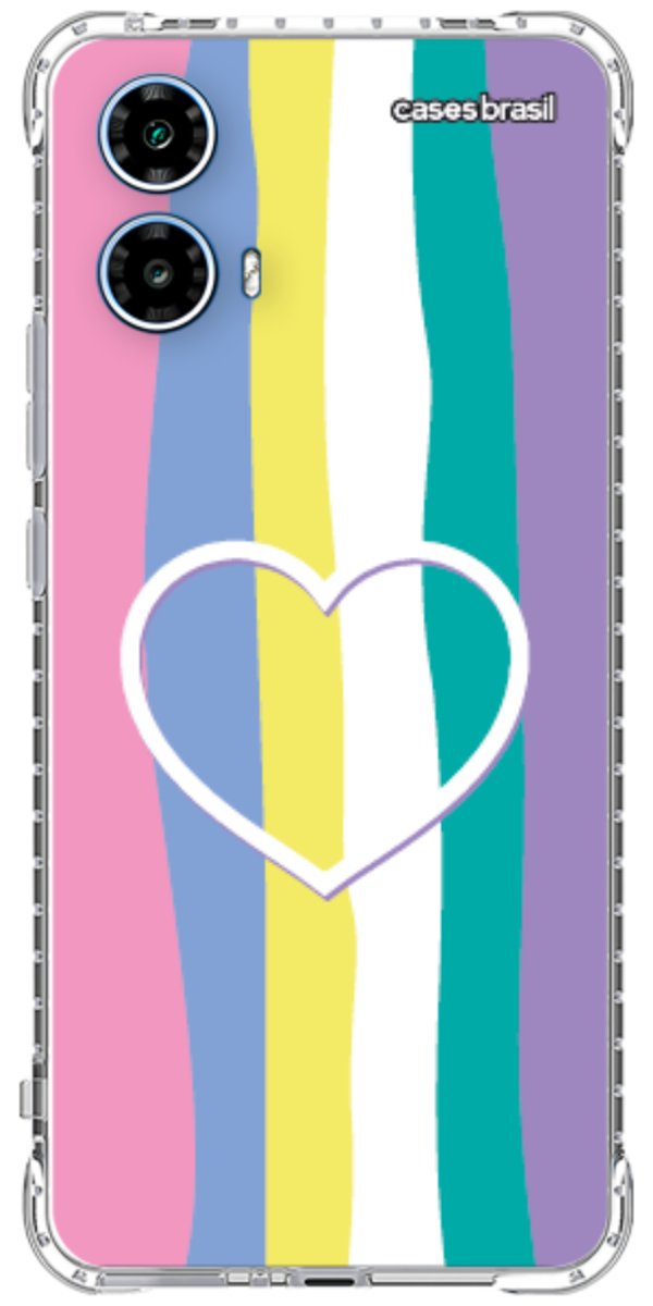 Capinha para Celular Arco-íris com Coração