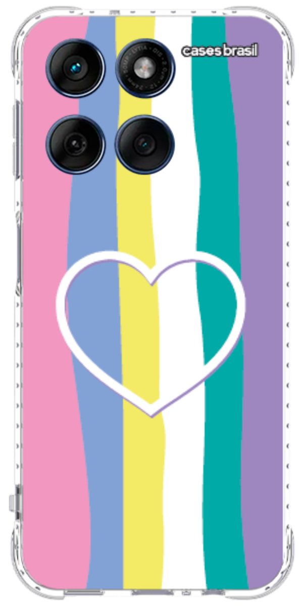 Capinha para Celular Arco-íris com Coração