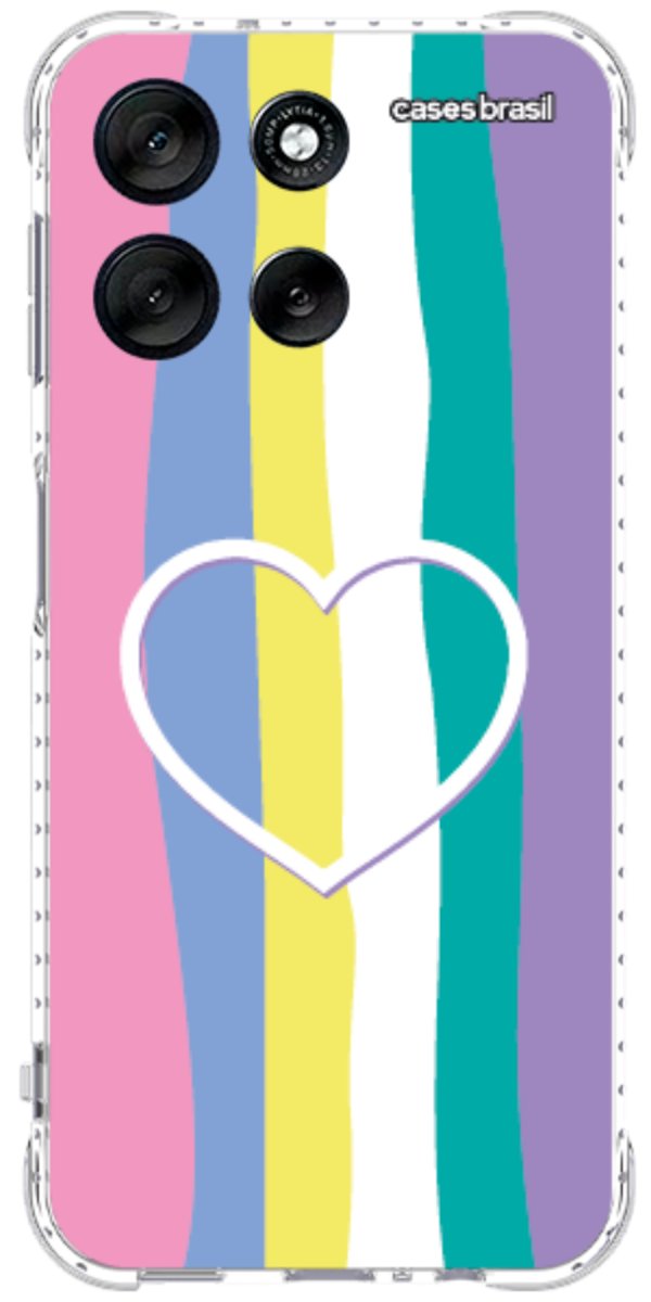 Capinha para Celular Arco-íris com Coração