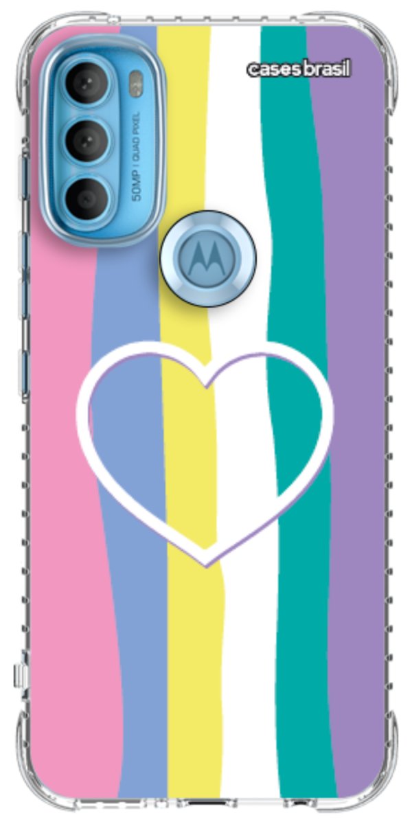Capinha para Celular Arco-íris com Coração