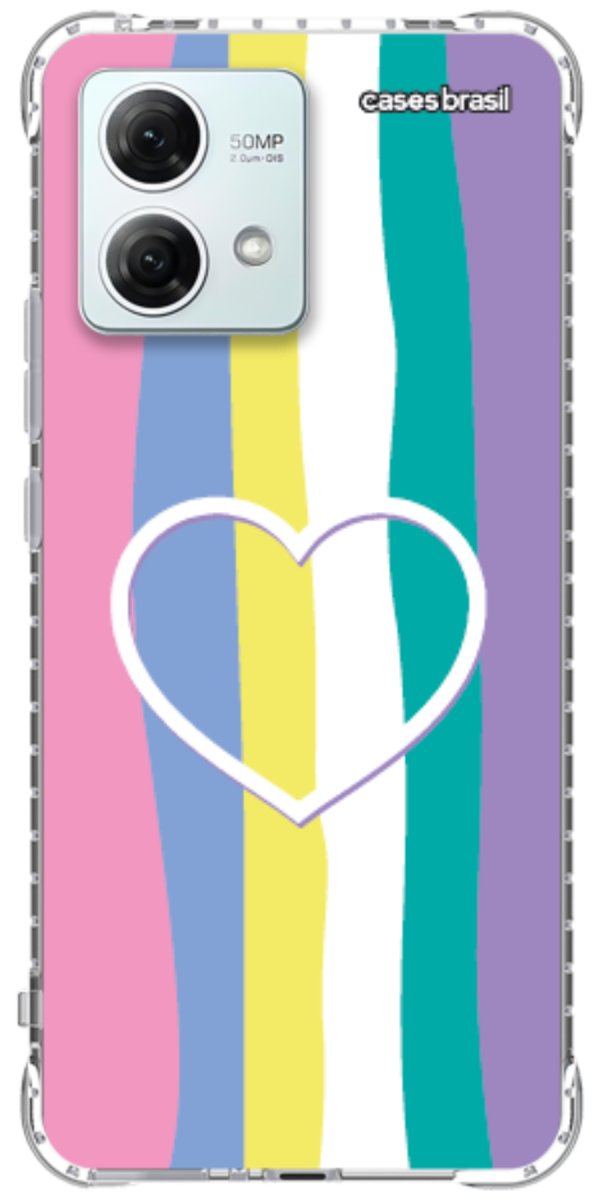 Capinha para Celular Arco-íris com Coração