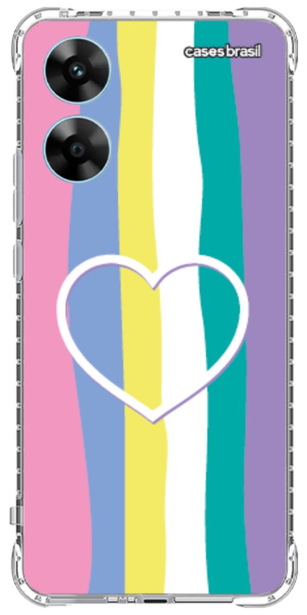 Capinha para Celular Arco-íris com Coração