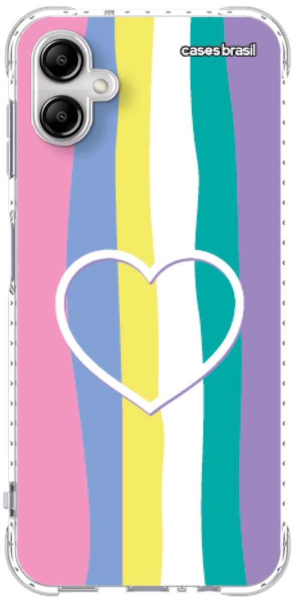 Capinha para Celular Arco-íris com Coração