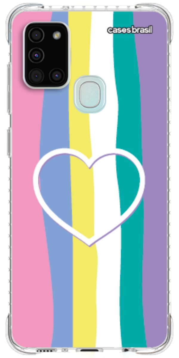 Capinha para Celular Arco-íris com Coração