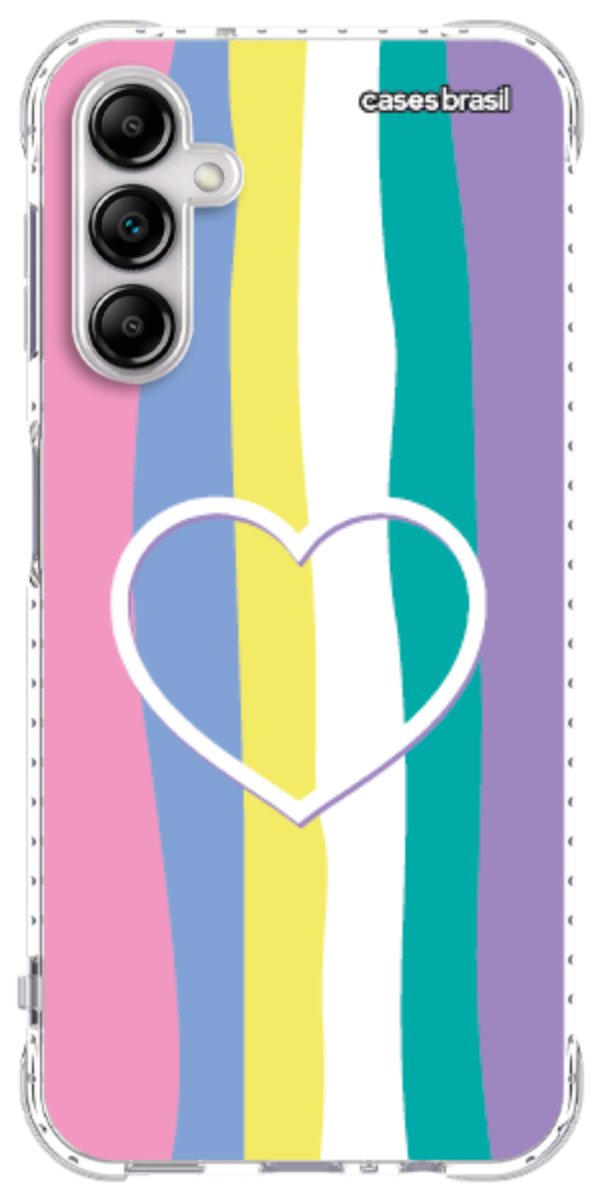Capinha para Celular Arco-íris com Coração