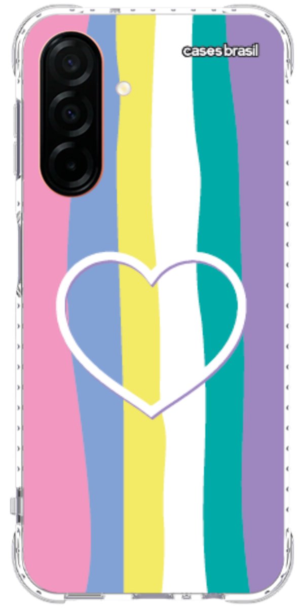 Capinha para Celular Arco-íris com Coração