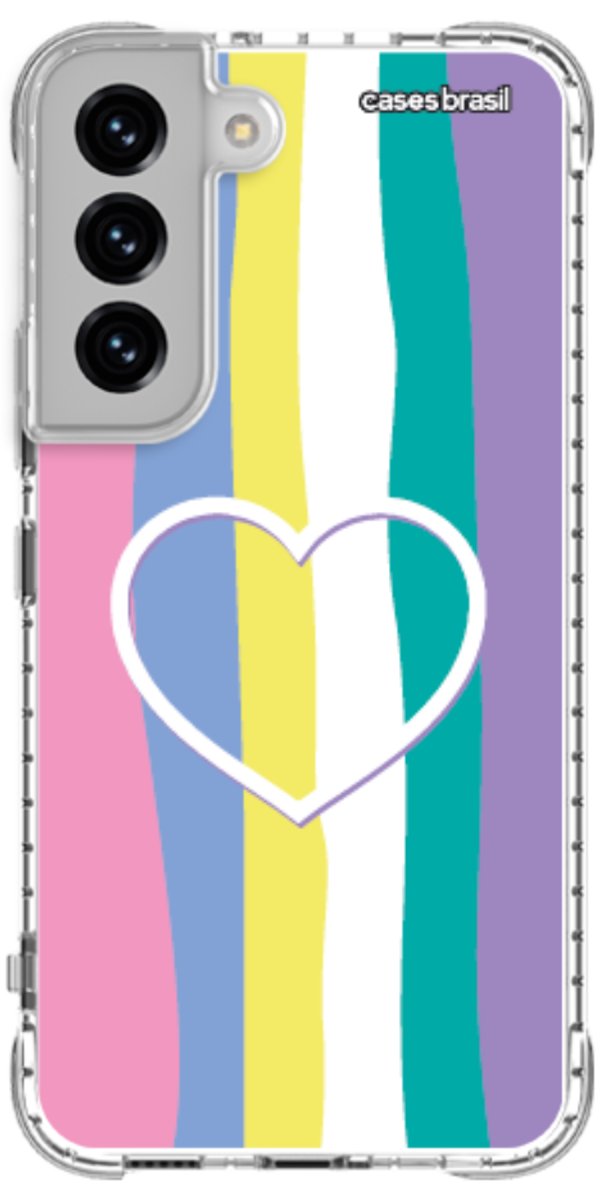 Capinha para Celular Arco-íris com Coração