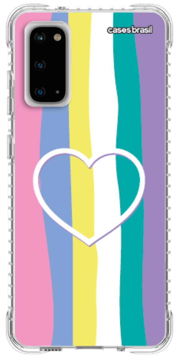Capinha para Celular Arco-íris com Coração