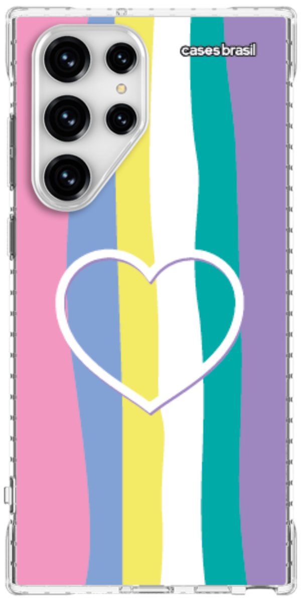 Capinha para Celular Arco-íris com Coração