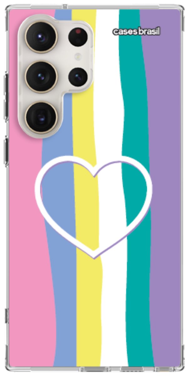 Capinha para Celular Arco-íris com Coração