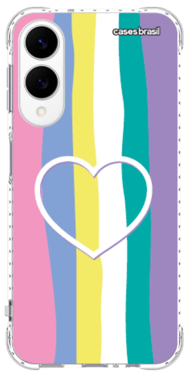 Capinha para Celular Arco-íris com Coração
