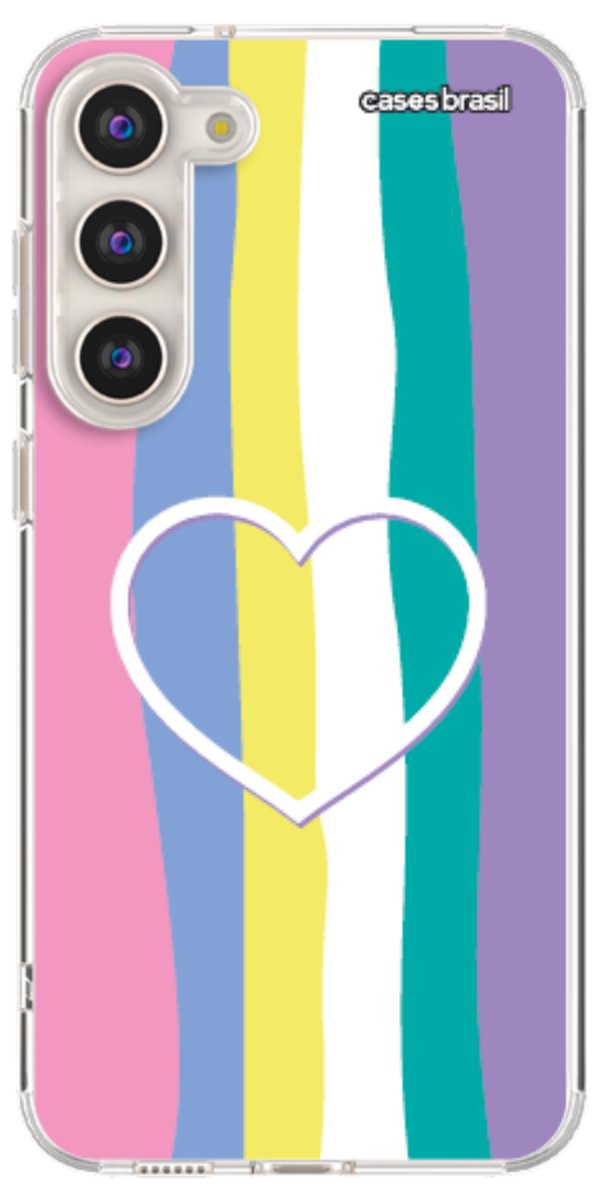 Capinha para Celular Arco-íris com Coração