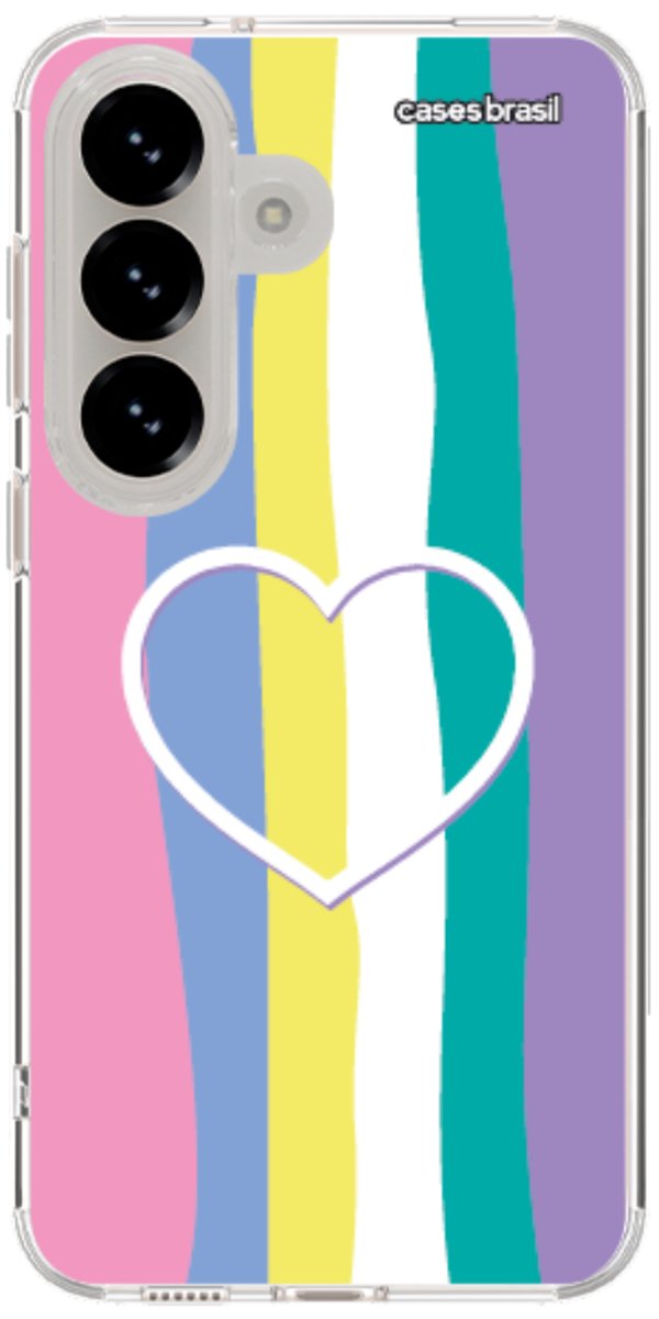 Capinha para Celular Arco-íris com Coração