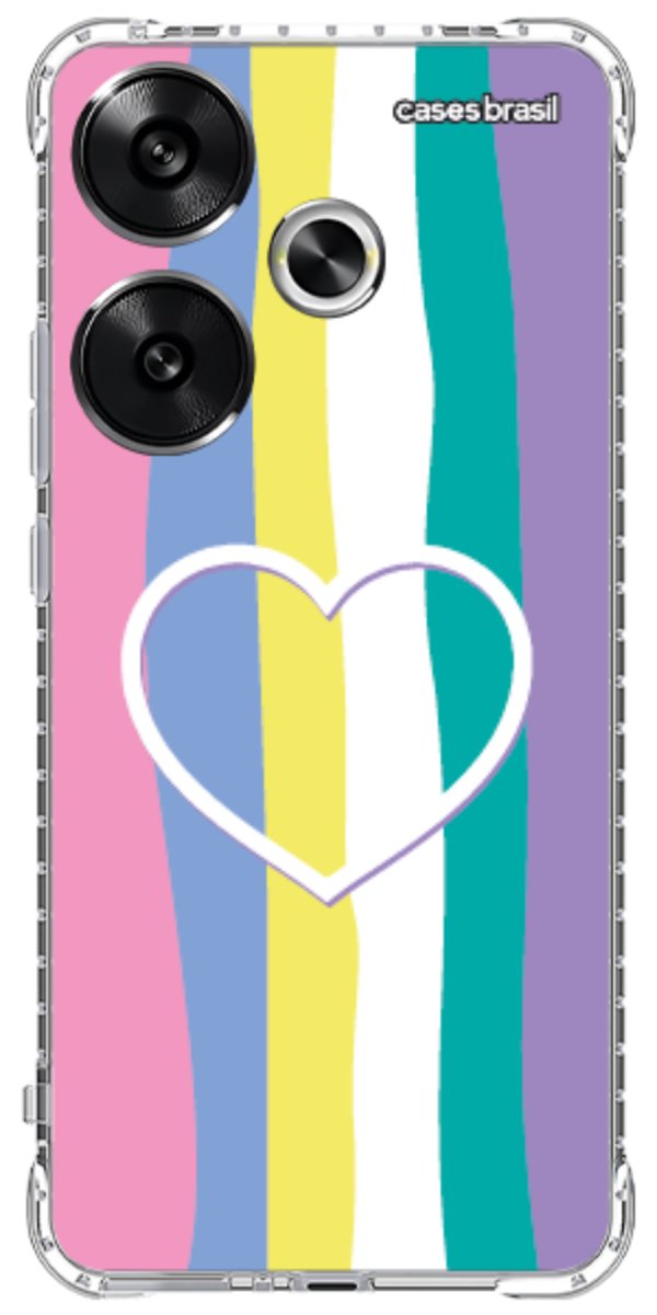 Capinha para Celular Arco-íris com Coração