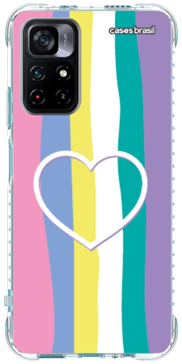 Capinha para Celular Arco-íris com Coração