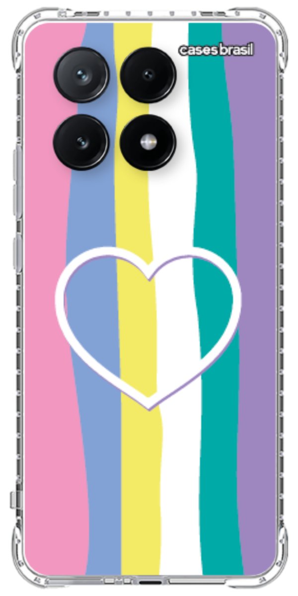 Capinha para Celular Arco-íris com Coração