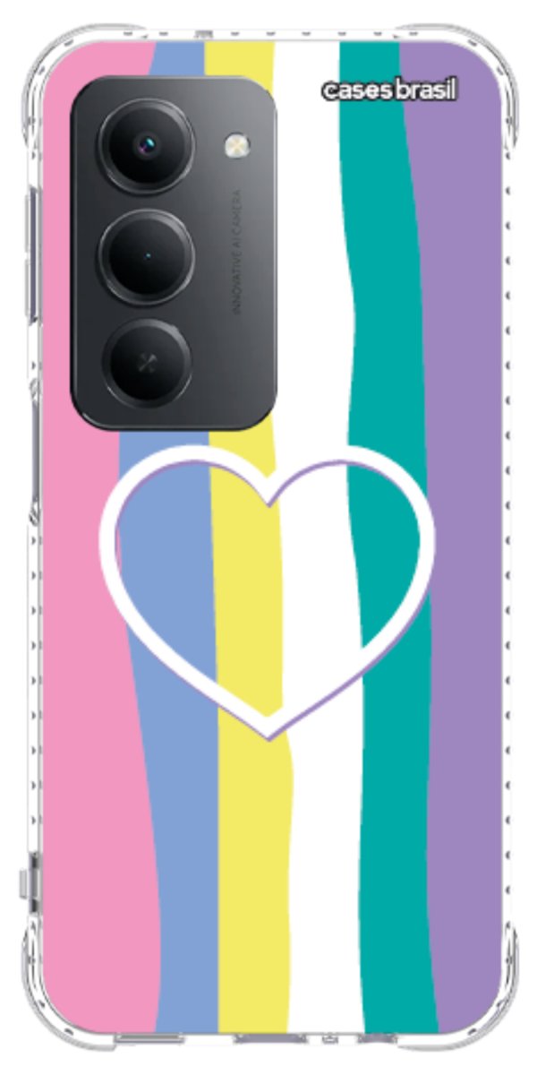 Capinha para Celular Arco-íris com Coração