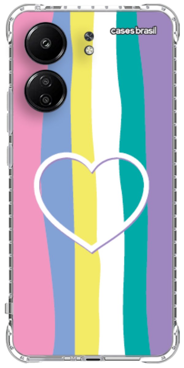 Capinha para Celular Arco-íris com Coração