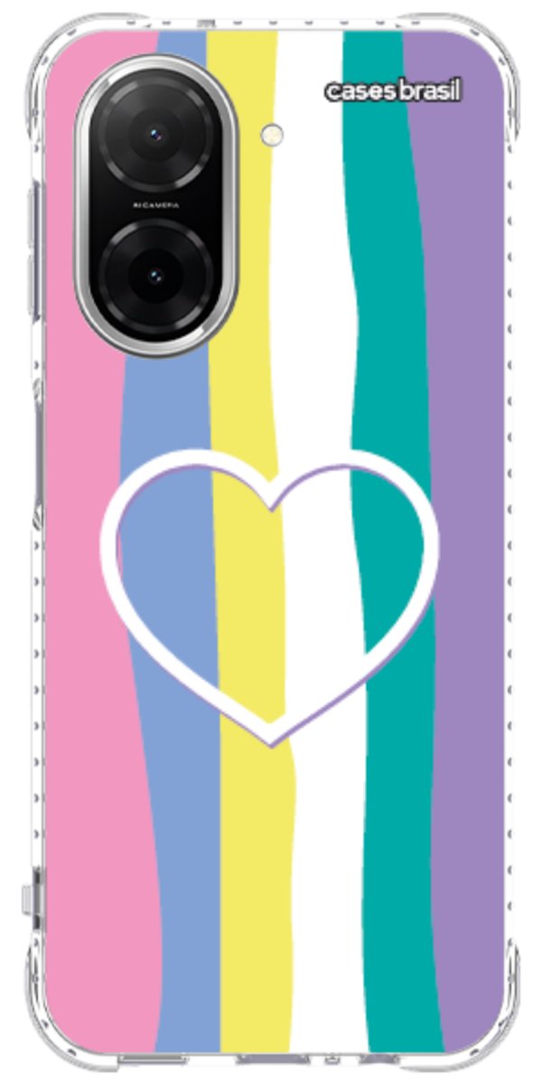 Capinha para Celular Arco-íris com Coração