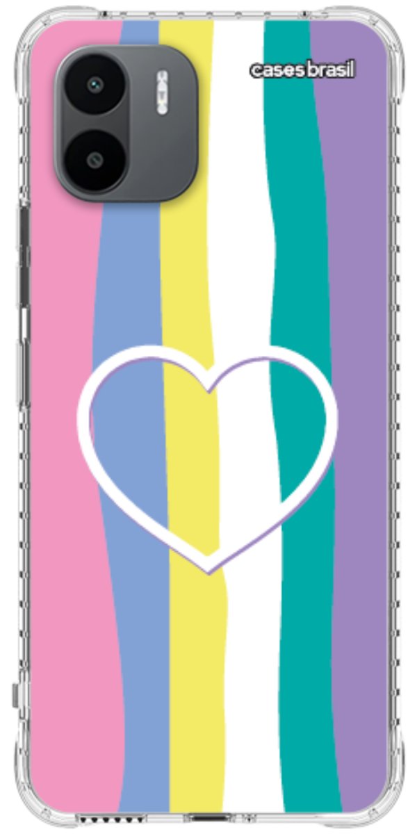 Capinha para Celular Arco-íris com Coração