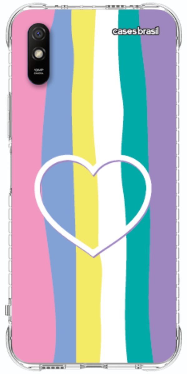 Capinha para Celular Arco-íris com Coração