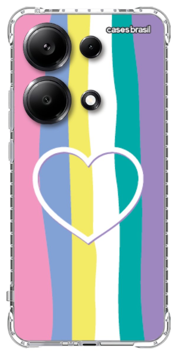 Capinha para Celular Arco-íris com Coração
