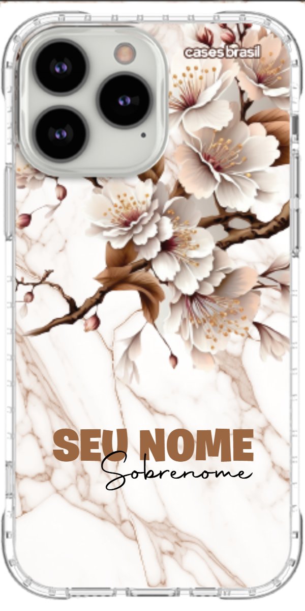 Capinha para Celular Mármore Sépia Floral