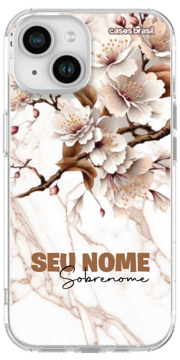 Capinha para Celular Mármore Sépia Floral