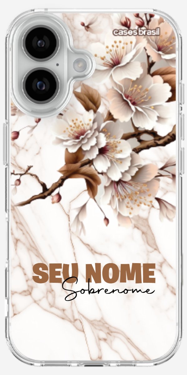 Capinha para Celular Mármore Sépia Floral