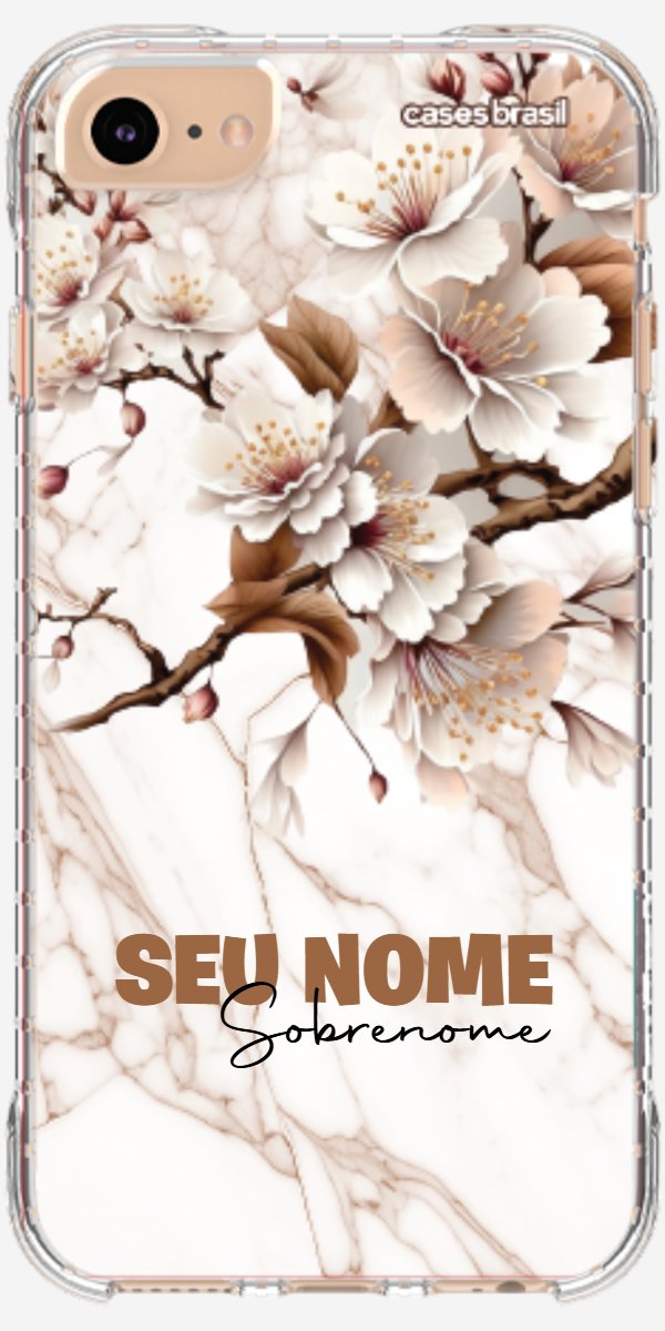 Capinha para Celular Mármore Sépia Floral