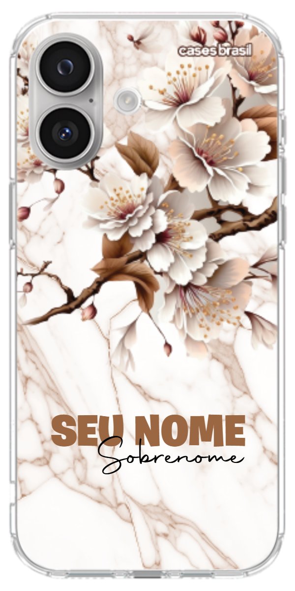 Capinha para Celular Mármore Sépia Floral