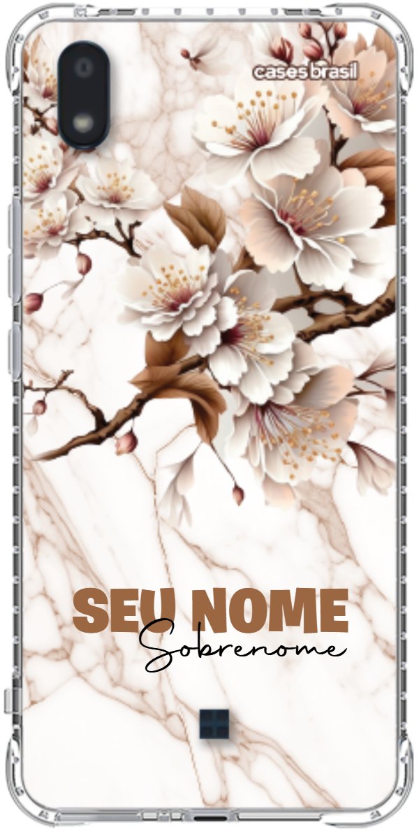 Capinha para Celular Mármore Sépia Floral