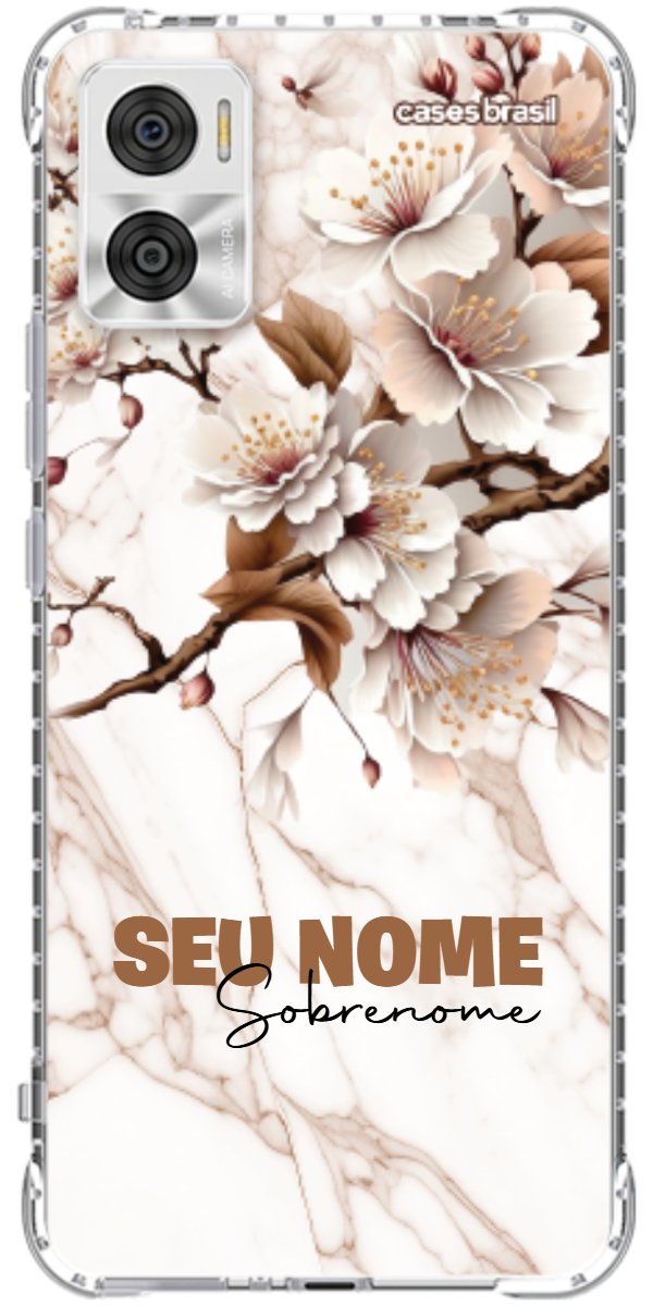 Capinha para Celular Mármore Sépia Floral