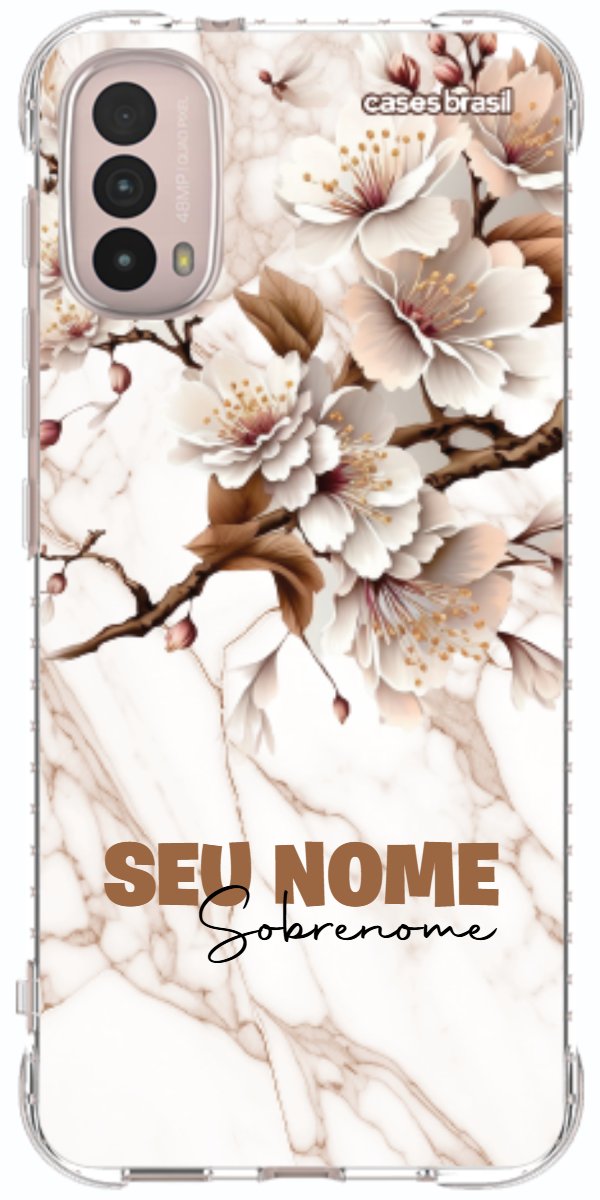 Capinha para Celular Mármore Sépia Floral