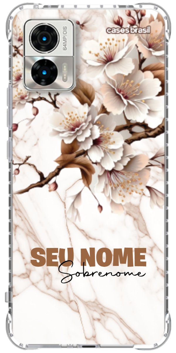 Capinha para Celular Mármore Sépia Floral