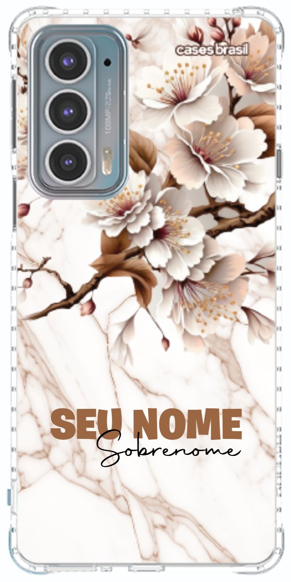Capinha para Celular Mármore Sépia Floral