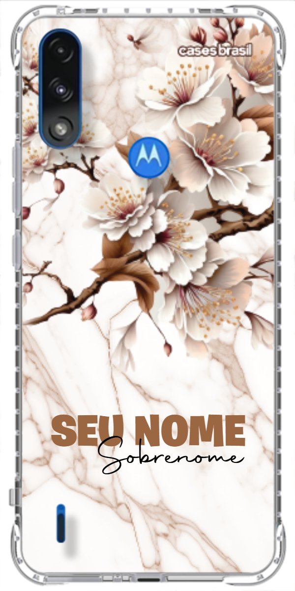 Capinha para Celular Mármore Sépia Floral