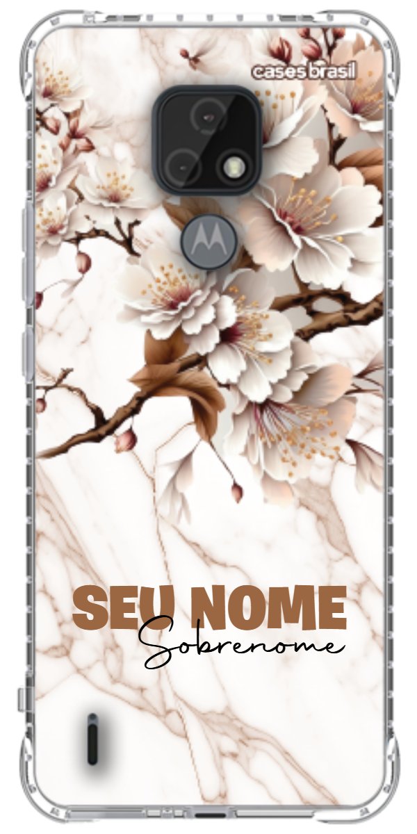 Capinha para Celular Mármore Sépia Floral