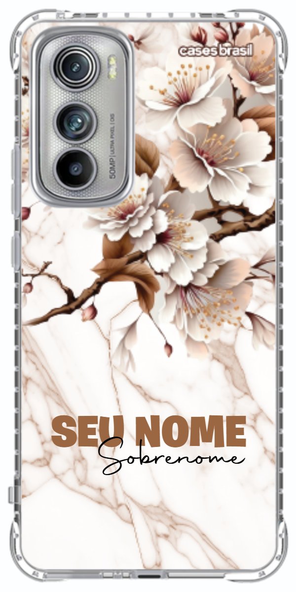 Capinha para Celular Mármore Sépia Floral