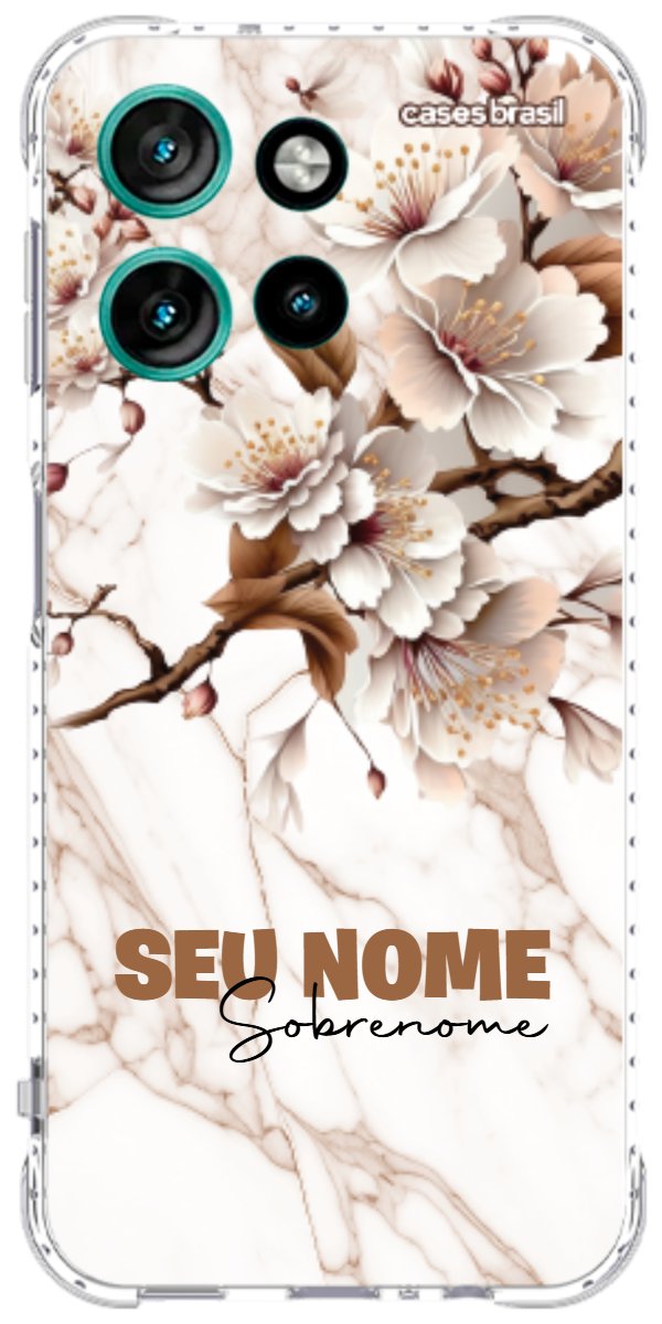 Capinha para Celular Mármore Sépia Floral