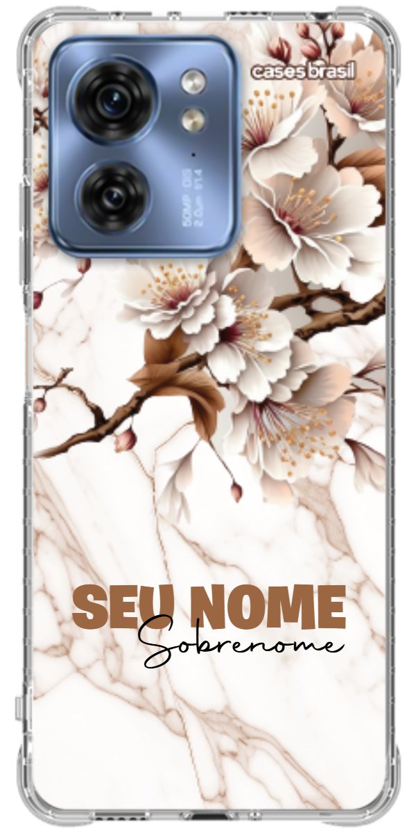 Capinha para Celular Mármore Sépia Floral