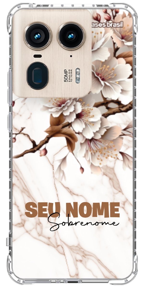 Capinha para Celular Mármore Sépia Floral