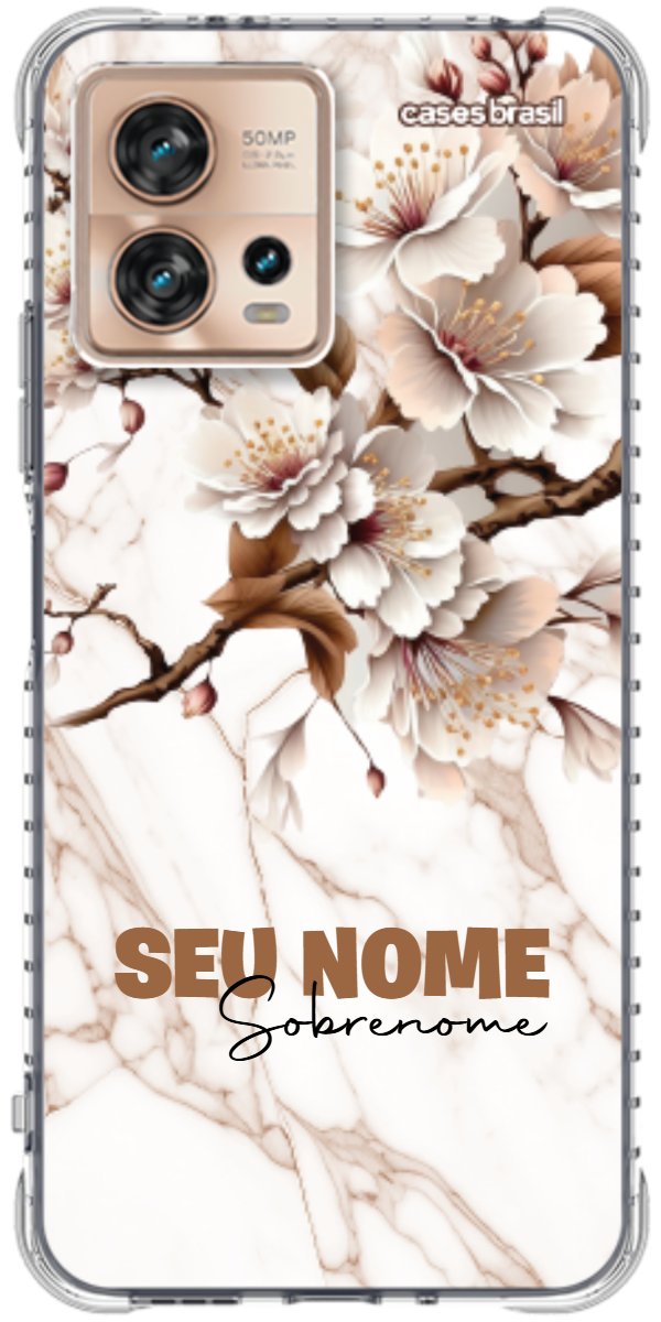 Capinha para Celular Mármore Sépia Floral