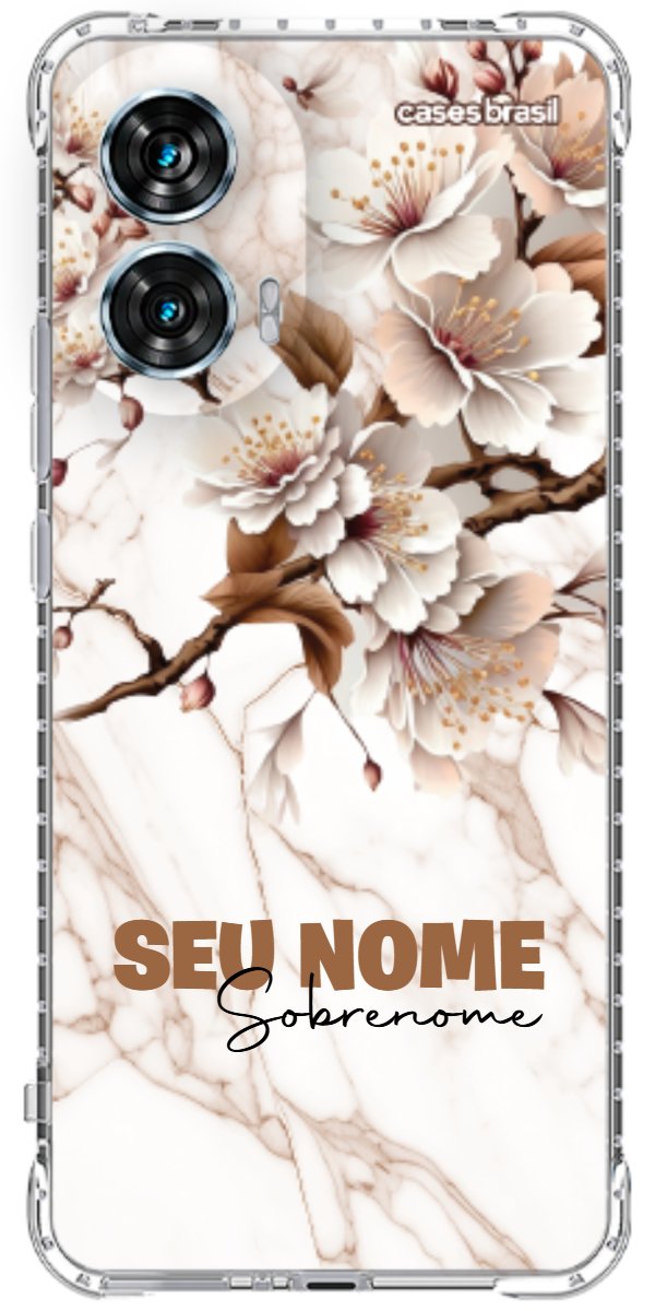 Capinha para Celular Mármore Sépia Floral