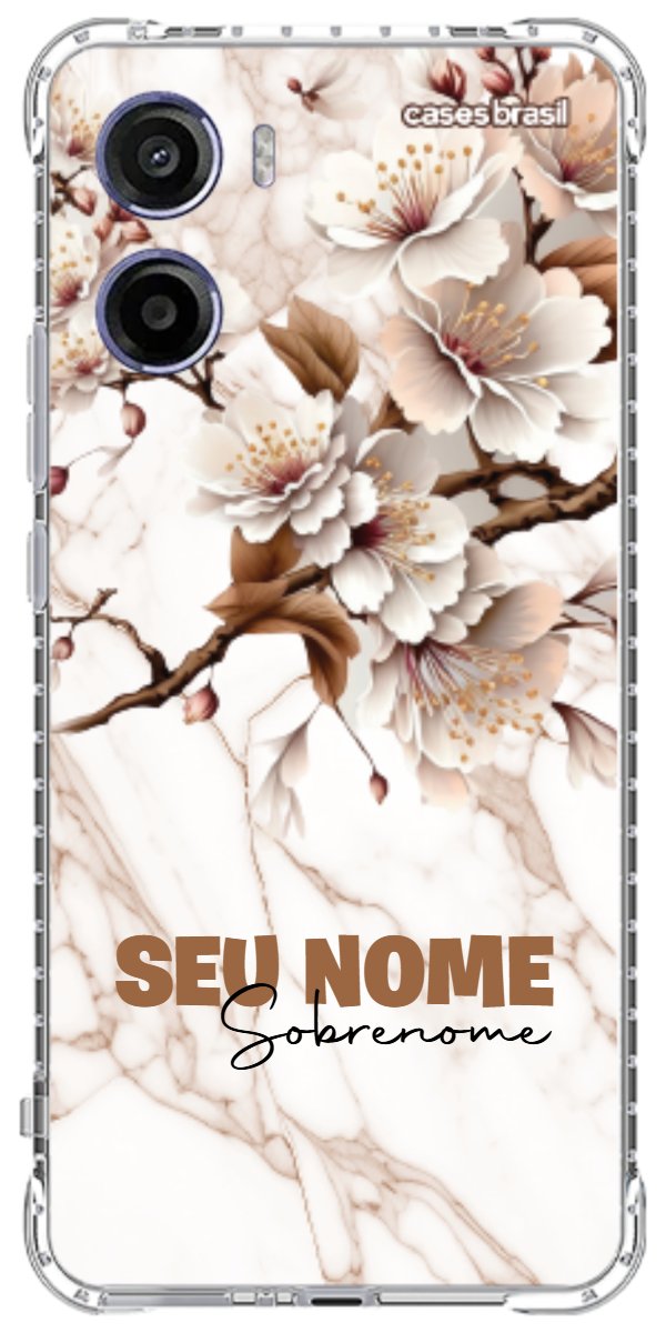 Capinha para Celular Mármore Sépia Floral
