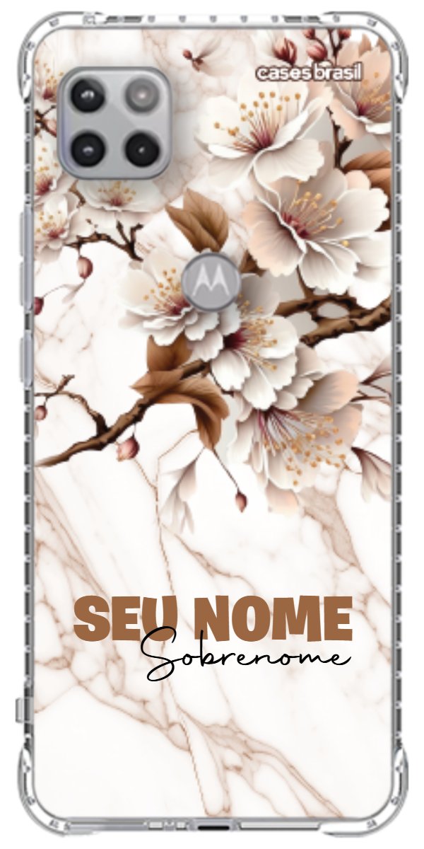 Capinha para Celular Mármore Sépia Floral